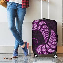 Purple New Zealand Paisley Silver Fern Luggage Cover Aotearoa Maori