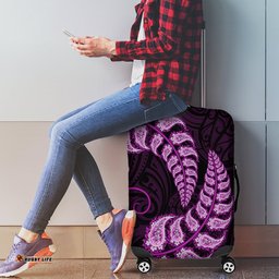 Purple New Zealand Paisley Silver Fern Luggage Cover Aotearoa Maori
