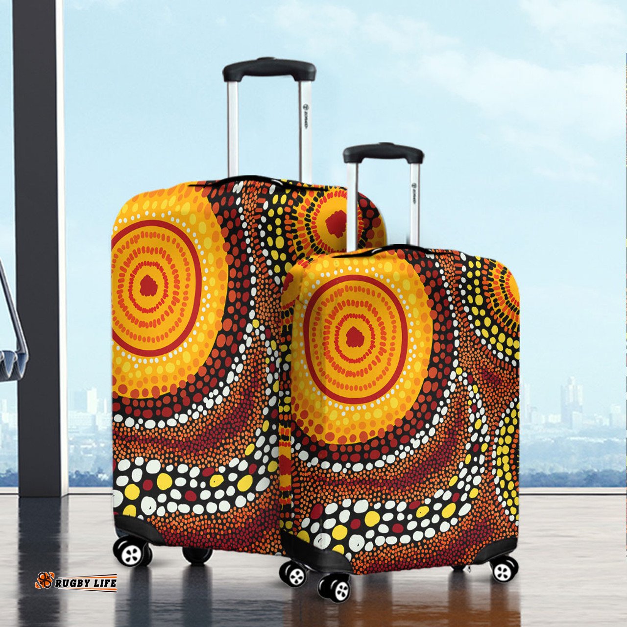 Australia Aboriginal Brown Aboriginal Style Dot Art Luggage Cover