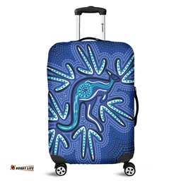 Australia Aboriginal Blue Aboriginal Style Of Dot Kangaroo Artwork Luggage Cover