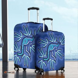 Australia Aboriginal Blue Aboriginal Style Of Dot Kangaroo Artwork Luggage Cover