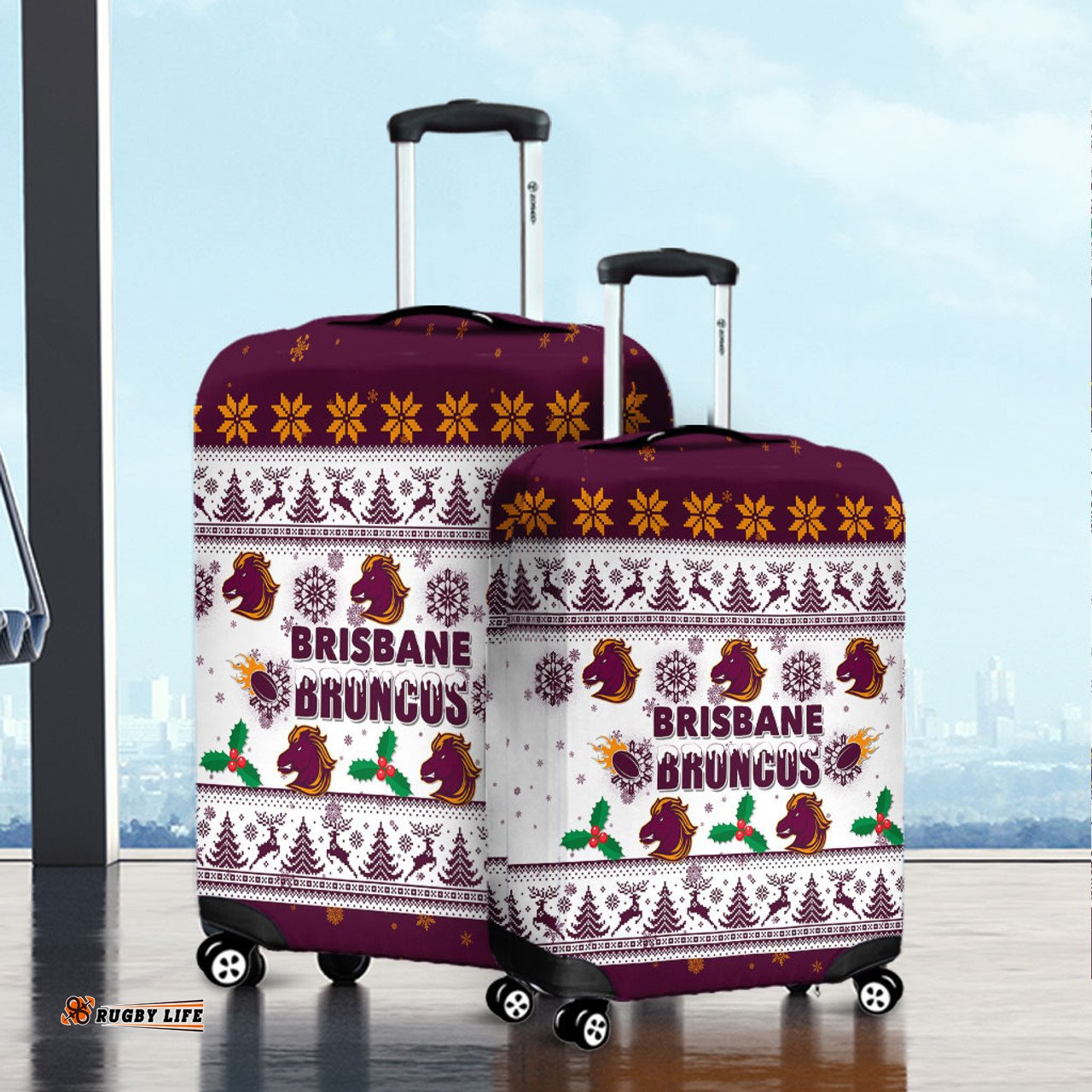Brisbane Broncos Christmas Brisbane Broncos Special Ugly Christmas Luggage Cover