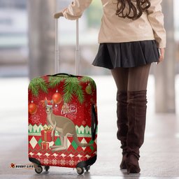 Australia Christmas Luggage Cover Aussie Kangaroo Santa Merry Xmas