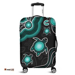 Australia Aboriginal Turtle Dreaming Journey Featuring Dot Art Turquoise Luggage Cover