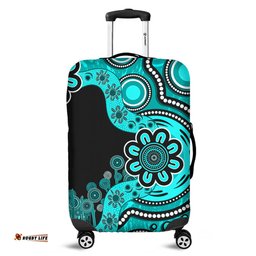 Australia Aboriginal Indigenous Dot Painting Turquoise Luggage Cover
