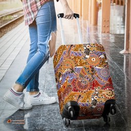 Luggage Cover - Aboriginal Patterns Suitcase Kangaroo