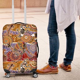 Luggage Cover - Aboriginal Patterns Suitcase Kangaroo