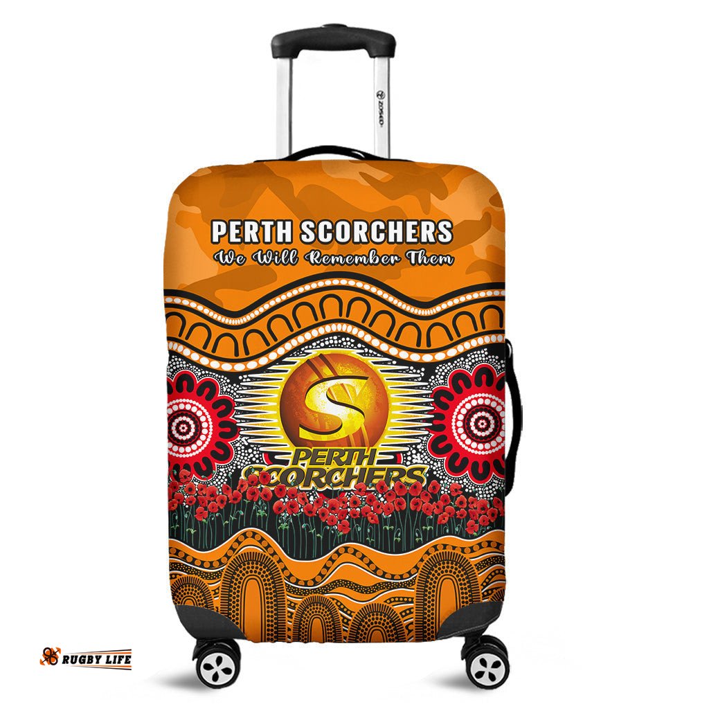 Perth Scorchers Cricket ANZAC Luggage Cover Poppy Aboriginal Camouflage