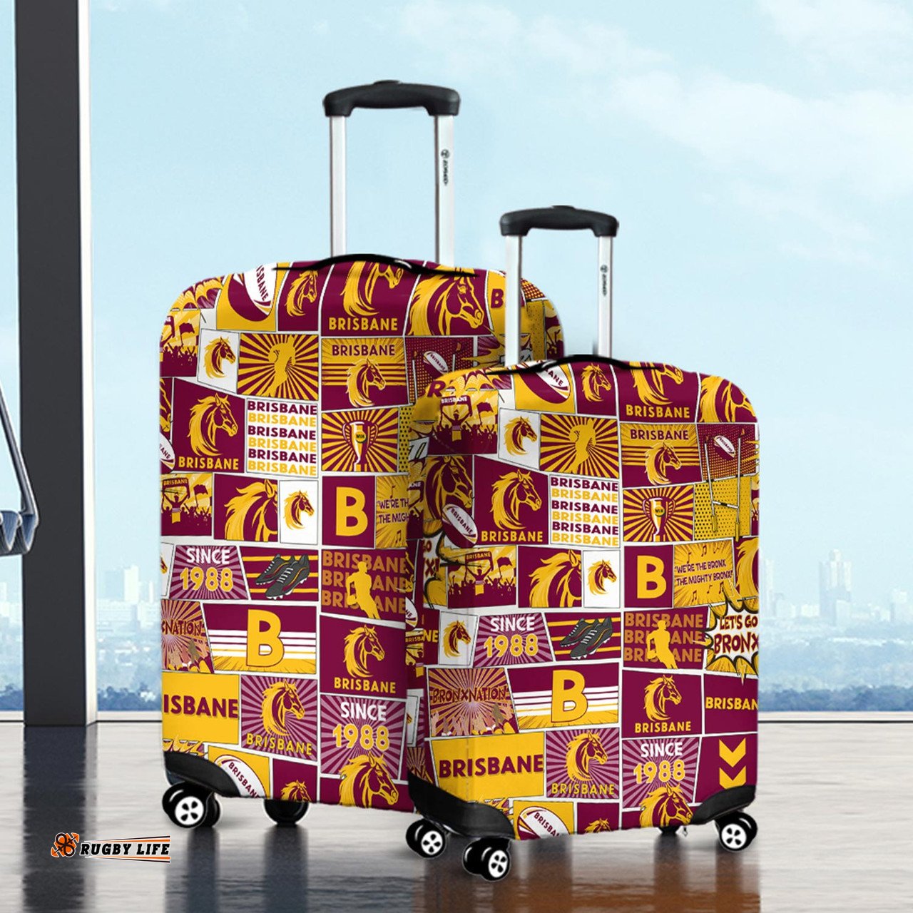 Brisbane Broncos Team Of Us Die Hard Fan Supporters Comic Style Luggage Cover