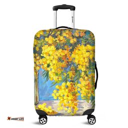 Australia Golden Wattle Golden Wattle Bouquet Blue Background Oil Painting Art Luggage Cover