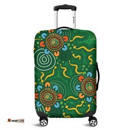 Australia Aboriginal Green Painting With Aboriginal Inspired Dot Luggage Cover