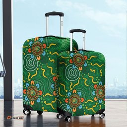 Australia Aboriginal Green Painting With Aboriginal Inspired Dot Luggage Cover