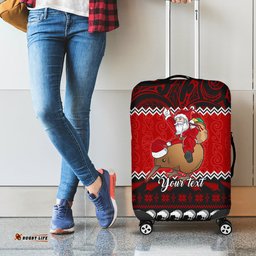 Personalised New Zealand Christmas Luggage Cover Kiwi Santa Claus Maori Meri Kirihimete