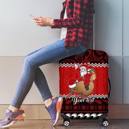 Personalised New Zealand Christmas Luggage Cover Kiwi Santa Claus Maori Meri Kirihimete