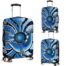 Aboriginal Dolphins Luggage Cover Blue Sea