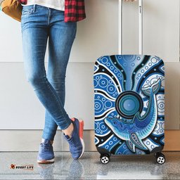 Aboriginal Dolphins Luggage Cover Blue Sea