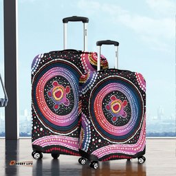Australia Dot Painting Inspired Aboriginal Turtles With Dot In Aboriginal Luggage Cover