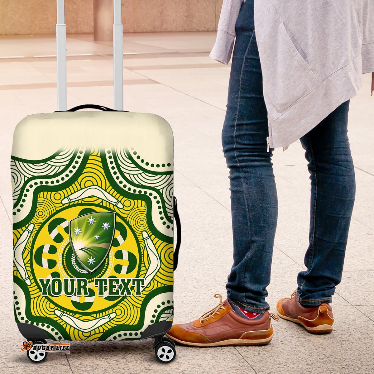 Personalised Australia Cricket Luggage Cover Boxing Day Test Indigenous Art