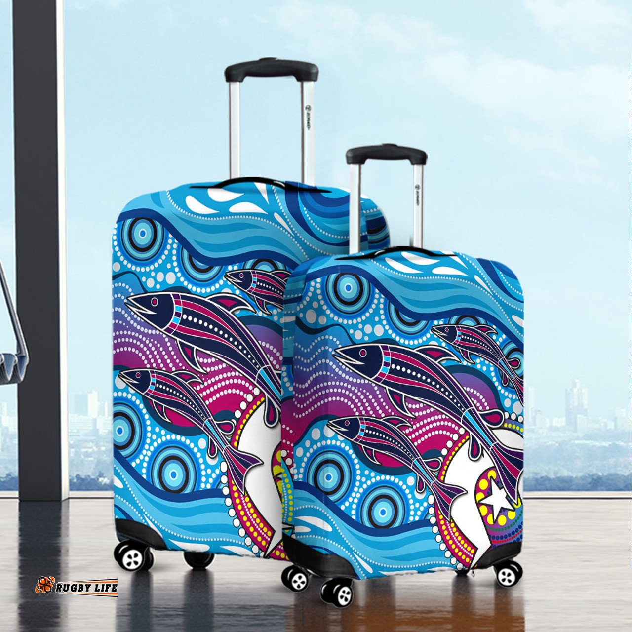 Australia Aboriginal Art Painting Fishaholic Luggage Cover