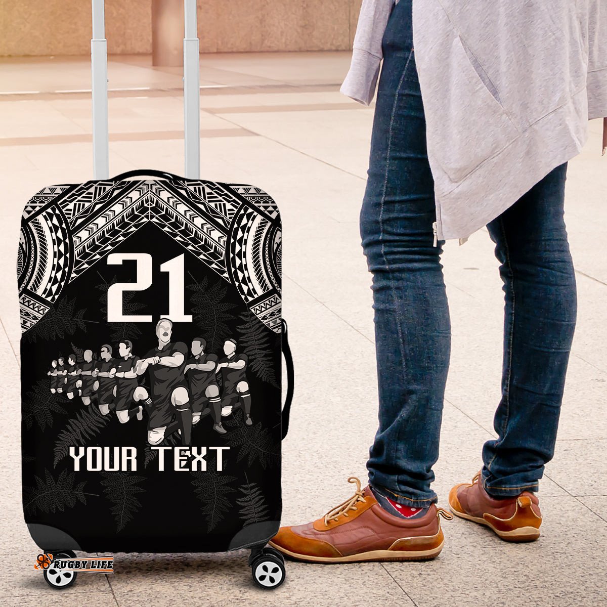 Custom NZ Rugby Luggage Cover Kapa Opango Maori Haka With Years of The All Black Champions