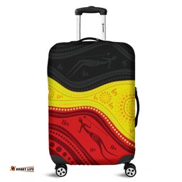 Australia Aboriginal Flag Colors In A Dot Art Painting Luggage Cover