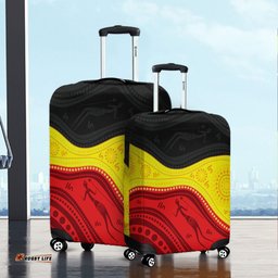 Australia Aboriginal Flag Colors In A Dot Art Painting Luggage Cover