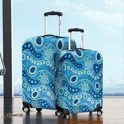 Australia Aboriginal River With Aboriginal Dot Art Inspired Luggage Cover