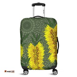 Australia Aboriginal Yellow Bottle Brush Flora In Aboriginal Painting Luggage Cover