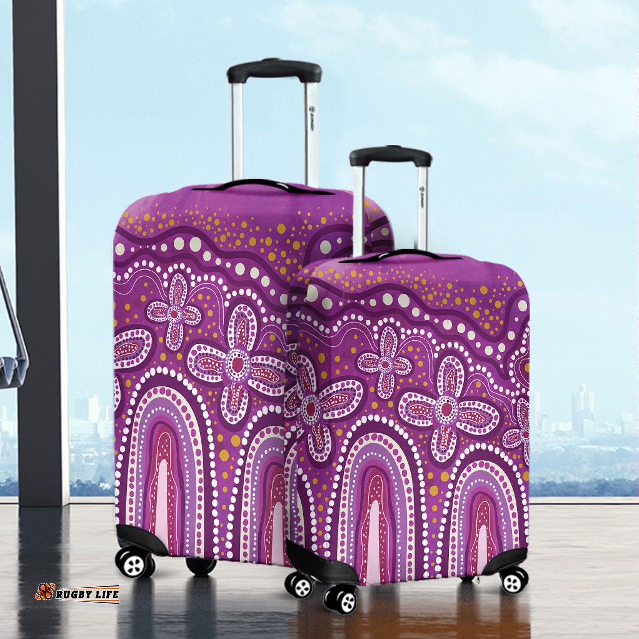 Australia Aboriginal Dot painting illustration in Aboriginal style Pink Luggage Cover