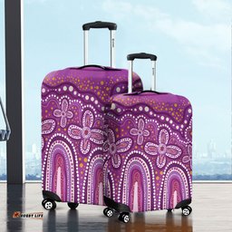 Australia Aboriginal Dot painting illustration in Aboriginal style Pink Luggage Cover