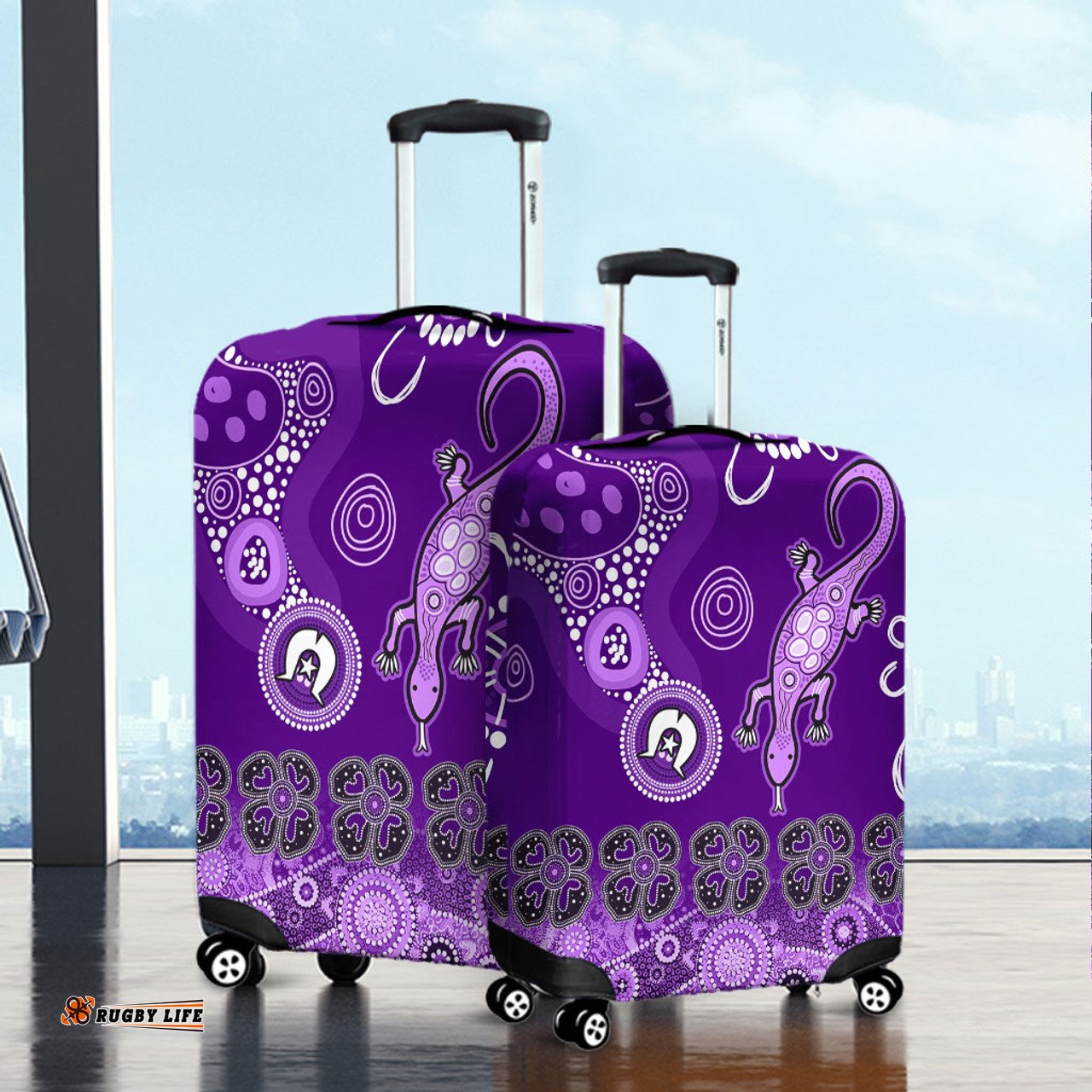 Australia Goanna Aboriginal Indigenous Dot Goanna (Purple) Luggage Cover