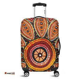 Australia Aboriginal Beautiful Dotted Leaves Aboriginal Art Background Luggage Cover