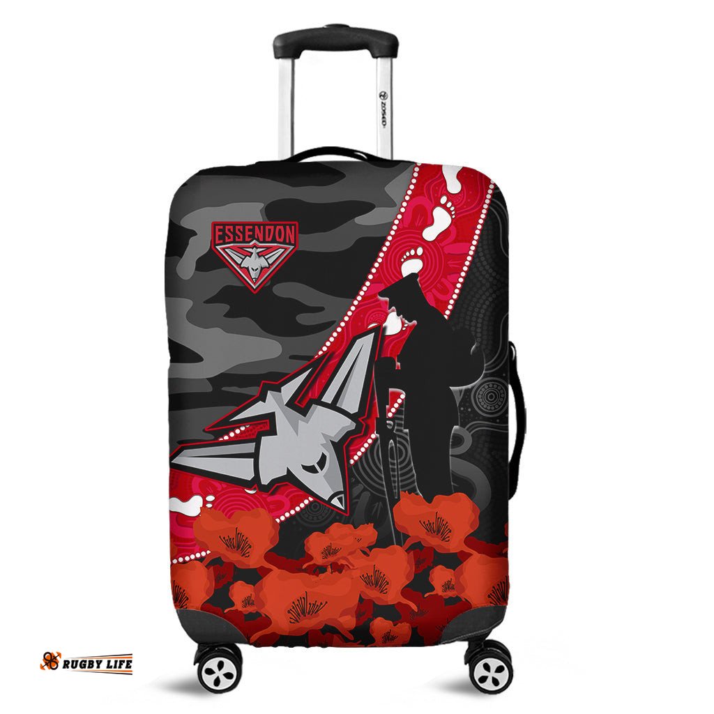 Essendon Football ANZAC Luggage Cover Bombers Aboriginal Mix Poppy Camouflage