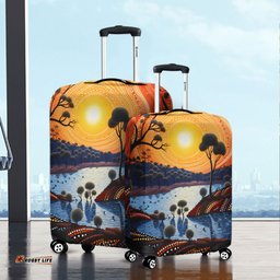 Australia Aboriginal Aboriginal River In Circle and Dot Painting Luggage Cover
