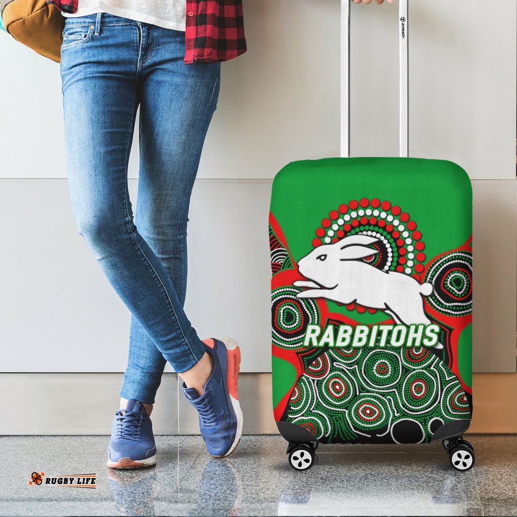 Rabbitohs Rugby Aboriginal Art Luggage Covers