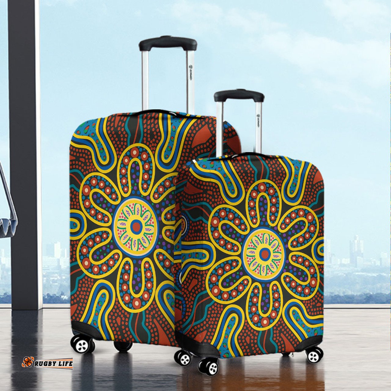 Australia Dot Painting Inspired Aboriginal Aboriginal Dot Art Color Inspired Luggage Cover
