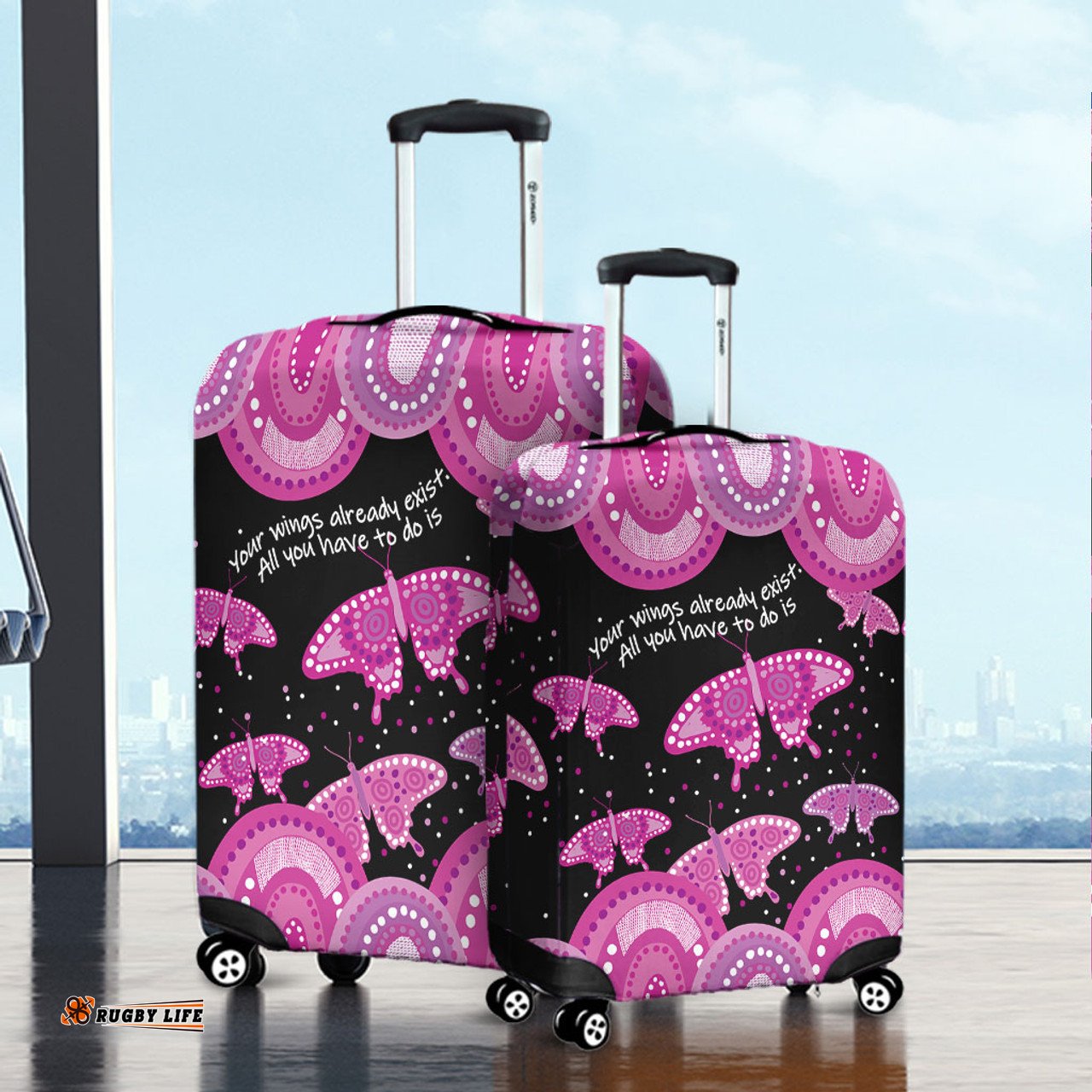 Australia Animals Aboriginal Your Wings Already Exist Aboriginal Pink Butterflies Art Inspired Luggage Cover
