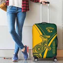 Rugby Luggage Cover Australian Rugby Kangaroo and Aboriginal Patterns