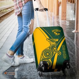 Rugby Luggage Cover Australian Rugby Kangaroo and Aboriginal Patterns