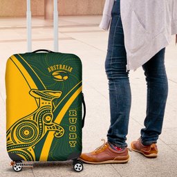 Rugby Luggage Cover Australian Rugby Kangaroo and Aboriginal Patterns
