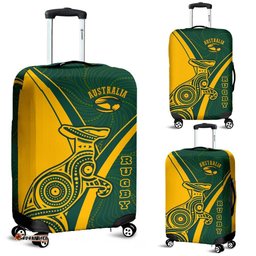 Rugby Luggage Cover Australian Rugby Kangaroo and Aboriginal Patterns