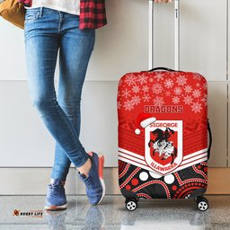Custom Dragons Rugby Christmas Luggage Cover Merry Xmas Mix Aboriginal Art