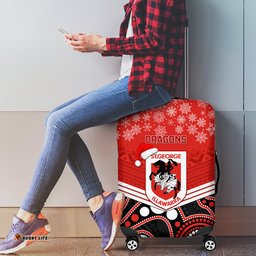 Custom Dragons Rugby Christmas Luggage Cover Merry Xmas Mix Aboriginal Art