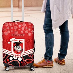 Custom Dragons Rugby Christmas Luggage Cover Merry Xmas Mix Aboriginal Art