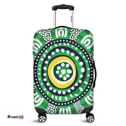 Australia Dot Painting Inspired Aboriginal Green Aboriginal Inspired Dot Art Luggage Cover