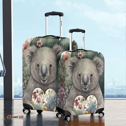 Australia Koala Koala Holding A Heart Adorned With Flowers Luggage Cover