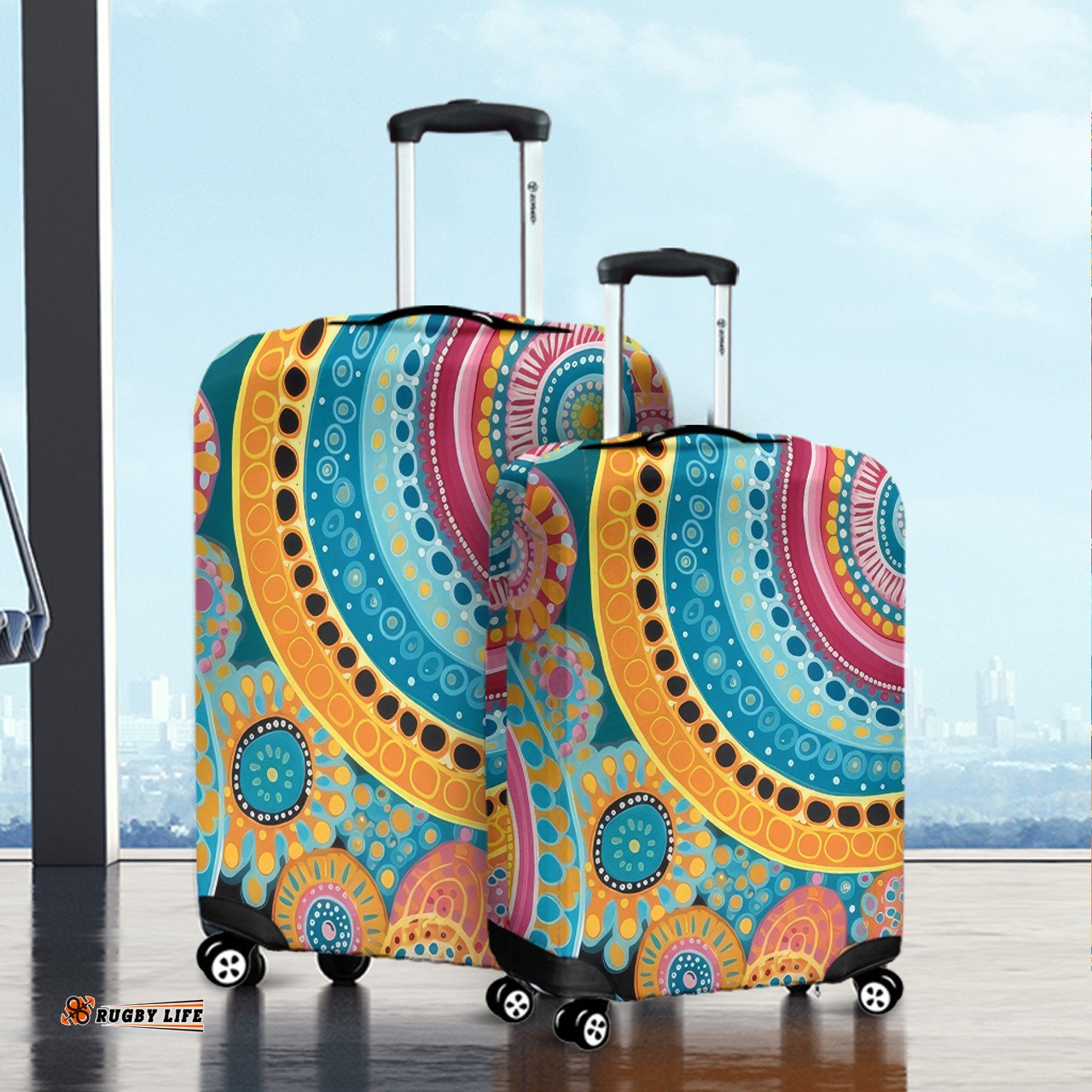 Australia Aboriginal Colorful Pattern And Dots Art Luggage Cover
