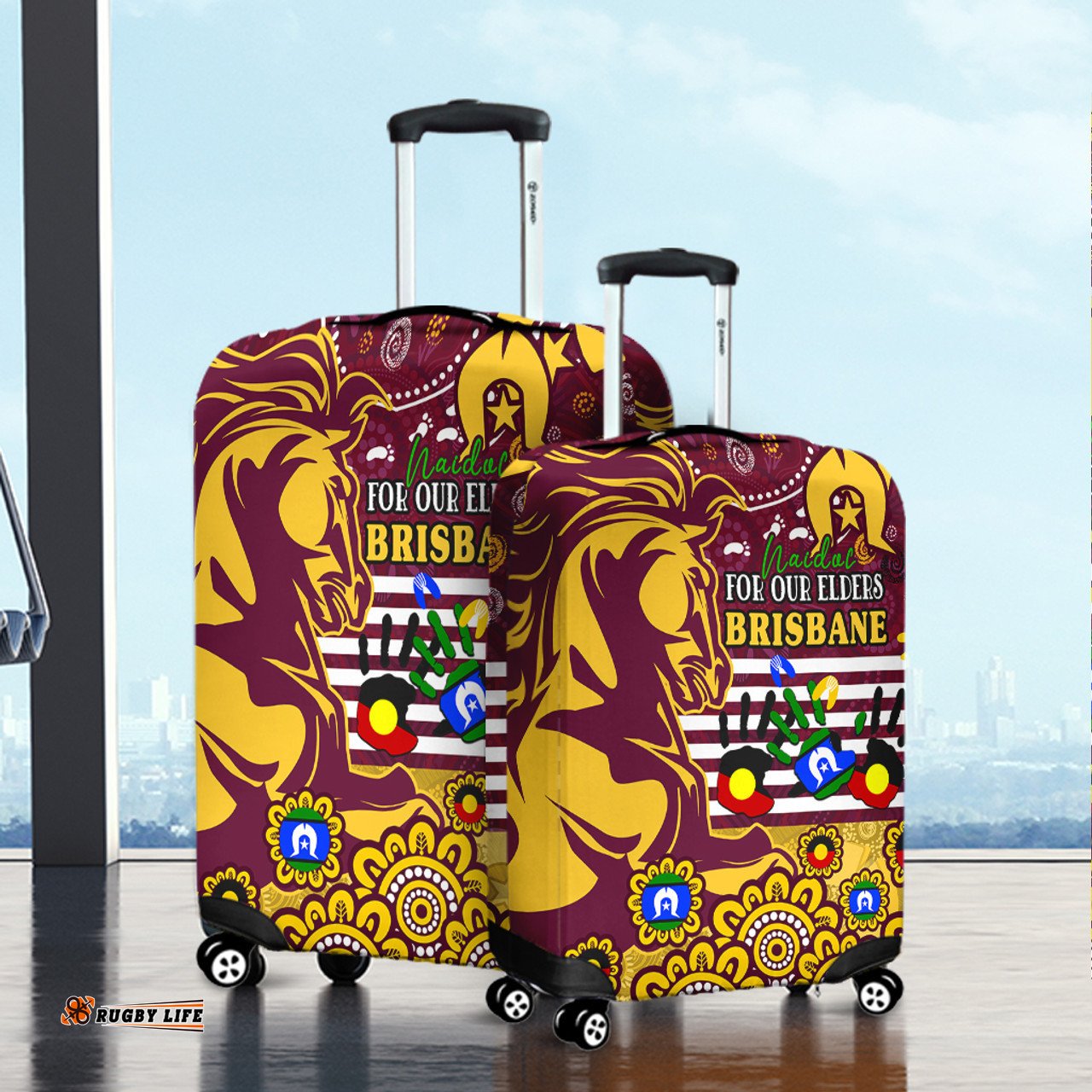 Brisbane Broncos Naidoc Week Custom For Our Elders Brisbane Broncos Aboriginal Inspired Luggage Cover