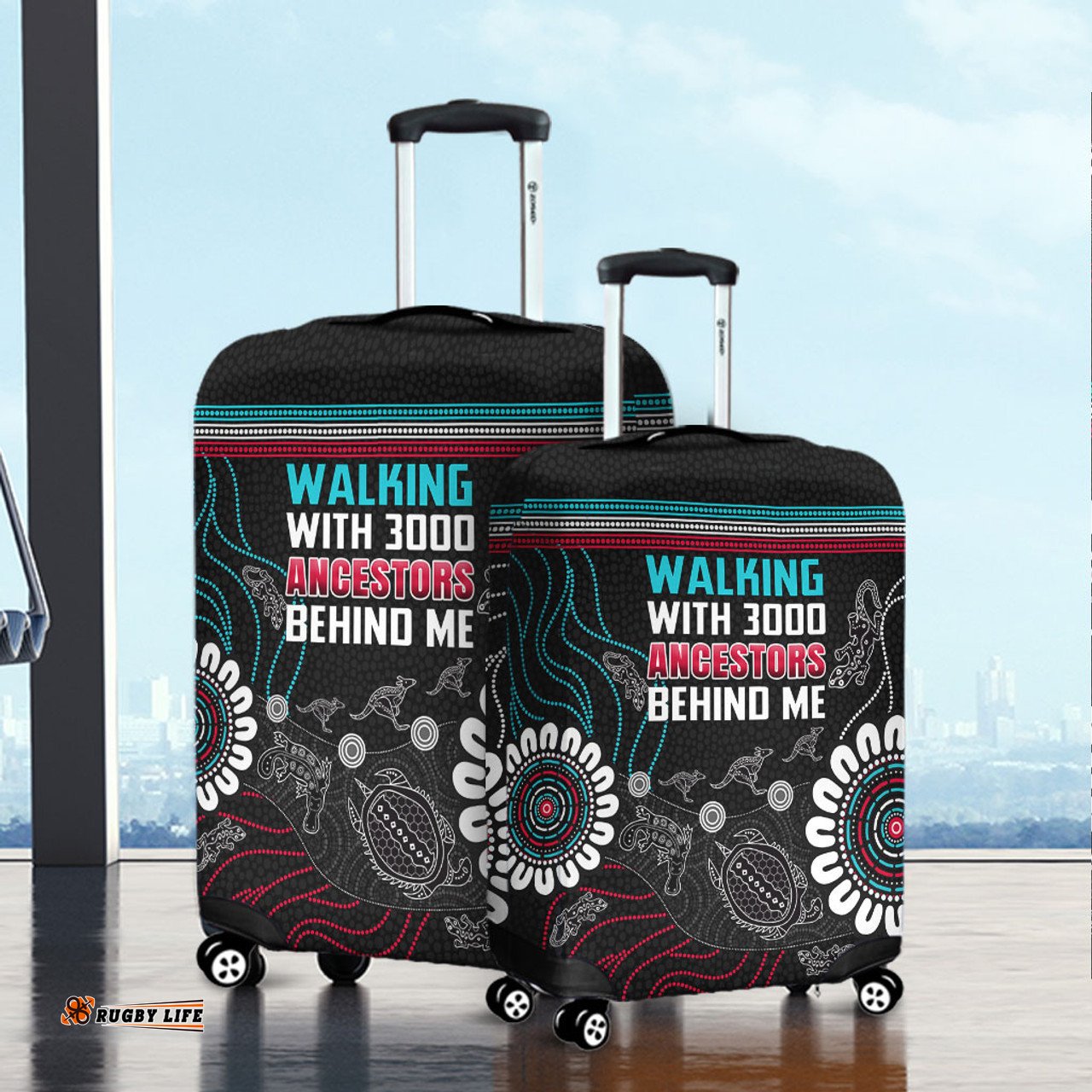 Australia Aboriginal Walking with 3000 Ancestors Behind Me Black Luggage Cover