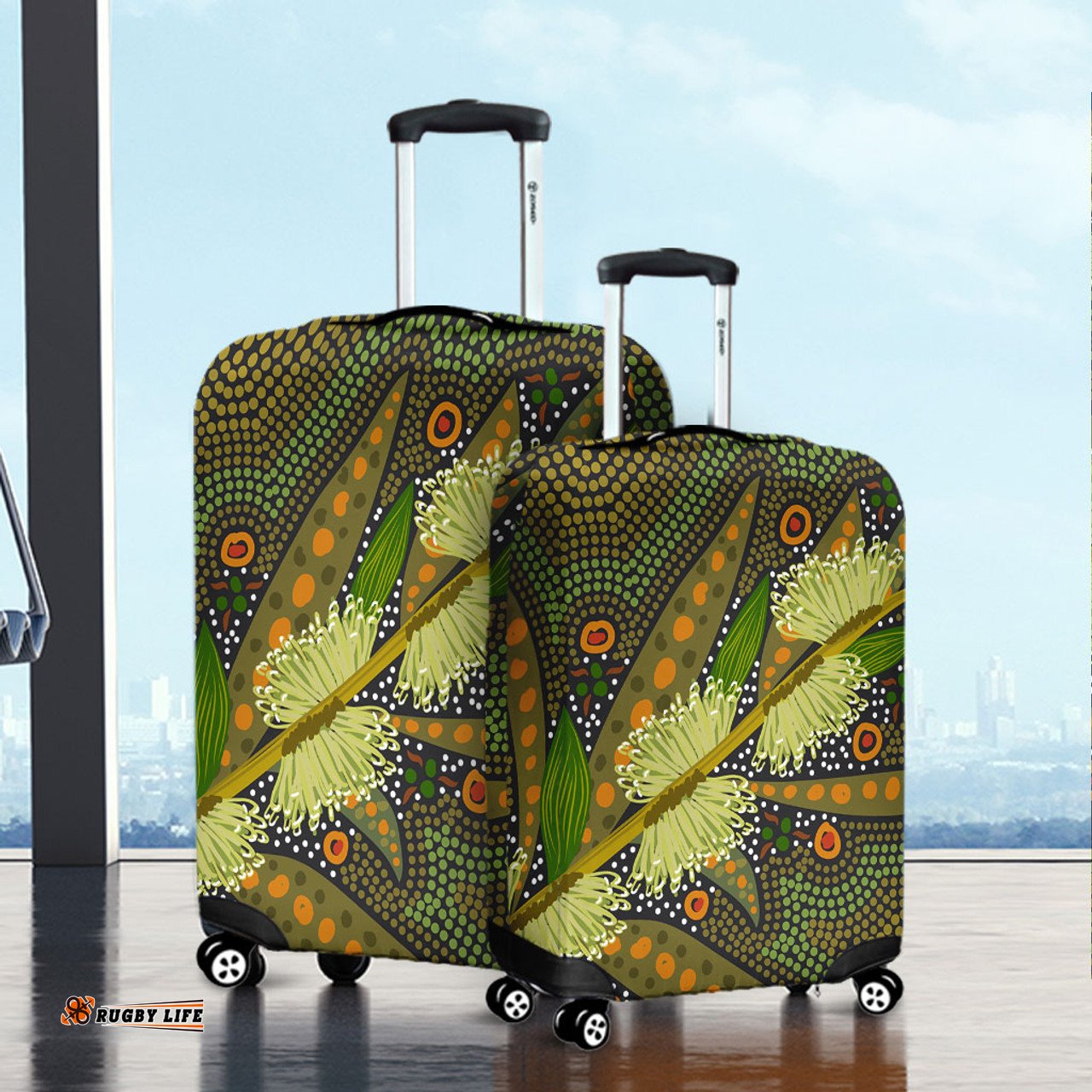 Australia Flowers Aboriginal Aboriginal Dot Art Of Australian Native Flower Hakea Sericea Luggage Cover